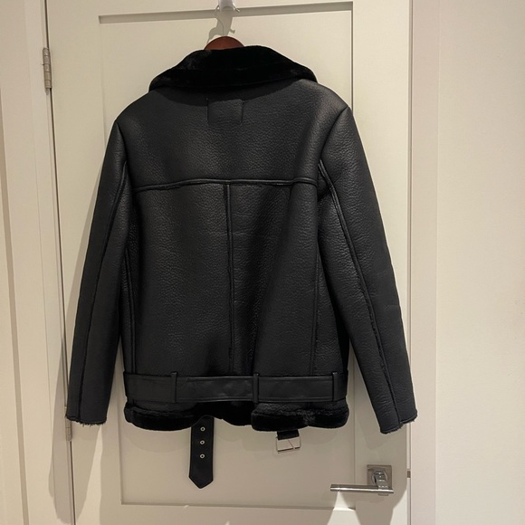 ZARA Faux Shearling Moto Jacket - Picture 2 of 2